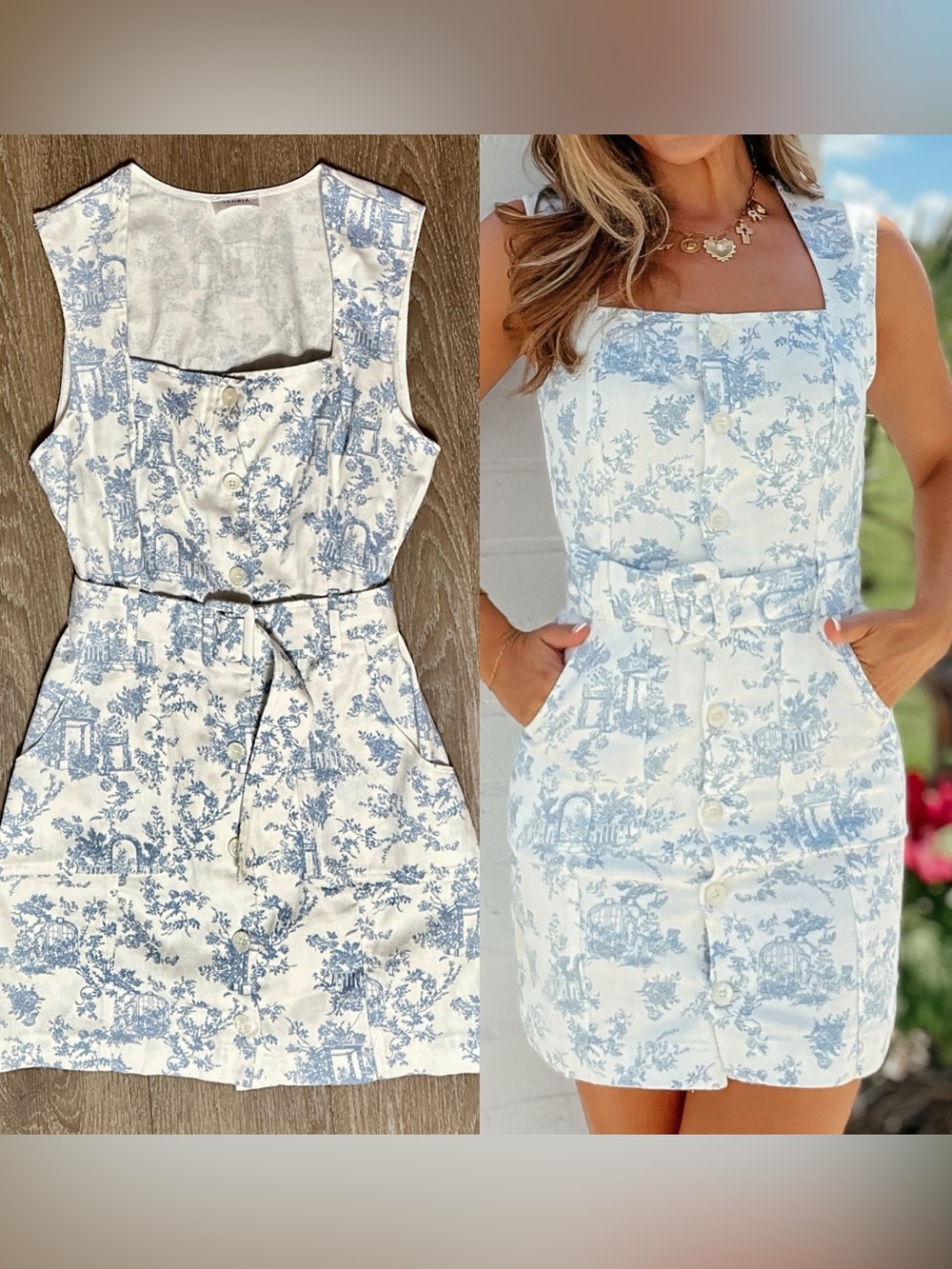 Storia White and Blue Denim Toile Cotton
Dress Size Large (Medium) EUC - Picture 3 of 14